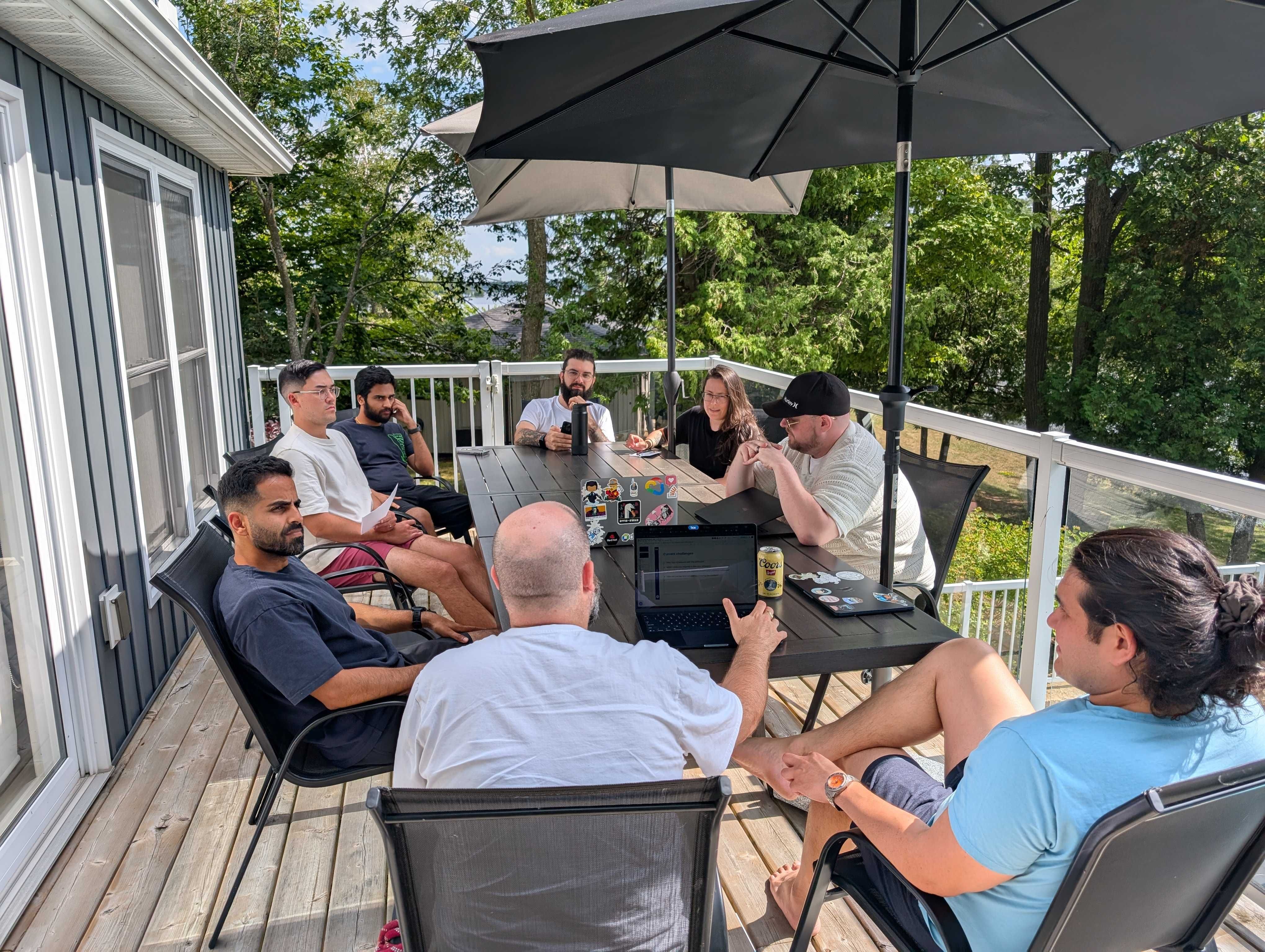 Developer working outdoors